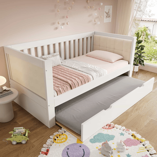 Cama embutida 90x200 cm - design compacto, madeira, base incluída, montagem fácil - branca Cama embutida 90x200 cm - design compacto, madeira, base incluída, montagem fácil - branca