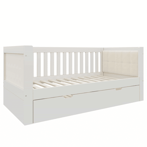 Cama embutida 90x200 cm - design compacto, madeira, base incluída, montagem fácil - branca Cama embutida 90x200 cm - design compacto, madeira, base incluída, montagem fácil - branca