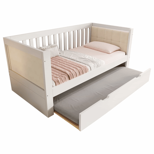 Cama embutida 90x200 cm - design compacto, madeira, base incluída, montagem fácil - branca Cama embutida 90x200 cm - design compacto, madeira, base incluída, montagem fácil - branca