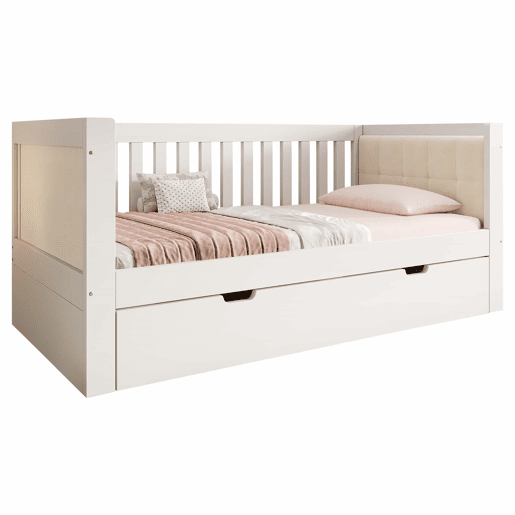 Cama embutida 90x200 cm - design compacto, madeira, base incluída, montagem fácil - branca Cama embutida 90x200 cm - design compacto, madeira, base incluída, montagem fácil - branca