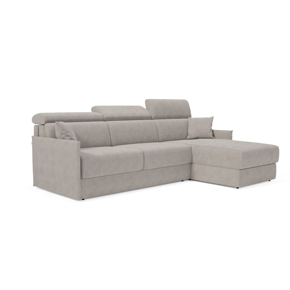 Miryam sofá cama esquinero con reposacabezas reclinables en tejido antimanchas t31 252 cm derecho gris