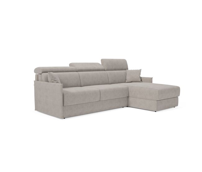 Miryam sofá cama esquinero con reposacabezas reclinables en tejido antimanchas t31 252 cm derecho gris