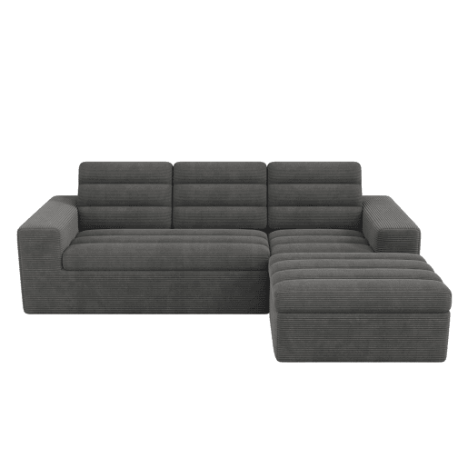 Sofá modular,sofá compressível 4 lugares fixa reversível de tecido,cinza escuro Sofá modular,sofá compressível 4 lugares fixa reversível de tecido,cinza escuro