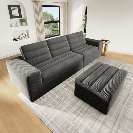 Sofá modular,sofá compressível 4 lugares fixa reversível de tecido,cinza escuro Sofá modular,sofá compressível 4 lugares fixa reversível de tecido,cinza escuro
