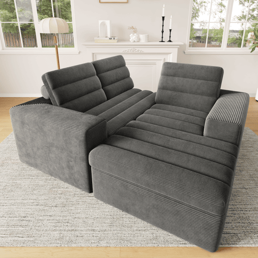 Sofá modular,sofá compressível 4 lugares fixa reversível de tecido,cinza escuro Sofá modular,sofá compressível 4 lugares fixa reversível de tecido,cinza escuro