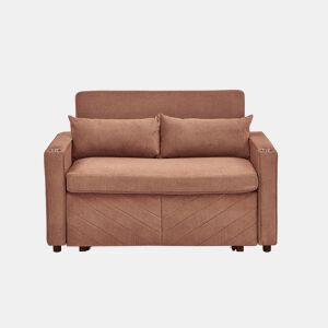 Sofá-cama de 2 lugares - Design deslizante, porta USB, ideal para descansar - Laranja