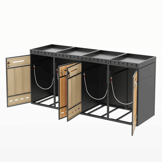 Móvel para contentores de lixo com capacidade para 4 cubos de 120-240 L u2013 com teto para plantas, armário exterior para lixo, estrutura resistente u2013 cinzento e madeira Móvel para contentores de lixo com capacidade para 4 cubos de 120-240 L u2013 com teto para plantas, armário exterior para lixo, estrutura resistente u2013 cinzento e madeira