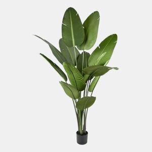Palmeira-Bananeira Artificial de 210 cm - Planta tropical grande com folhas realistas e vaso preto para interiores