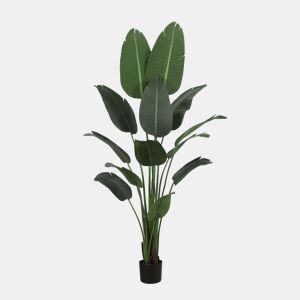 Palmeira-Bananeira Artificial de 180 cm - Planta tropical grande com folhas realistas e vaso preto para interiores