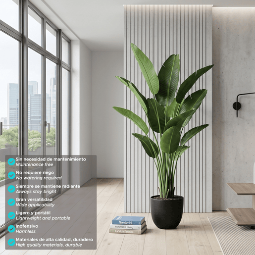 Palmeira-Bananeira Artificial de 180 cm - Planta tropical grande com folhas realistas e vaso preto para interiores