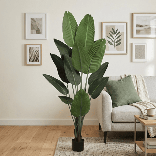 Palmeira-Bananeira Artificial de 180 cm - Planta tropical grande com folhas realistas e vaso preto para interiores
