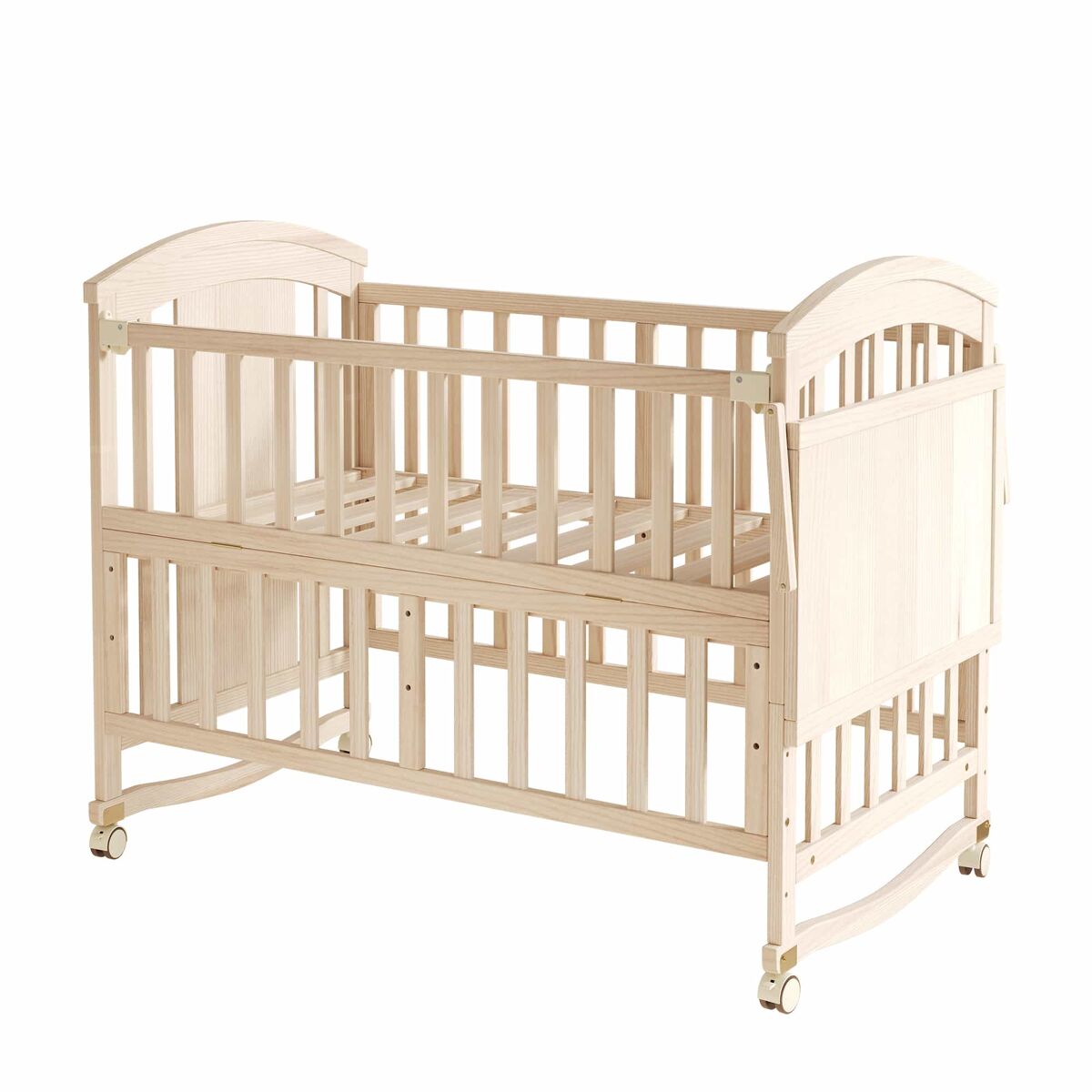 Cuna de bebé de madera multifuncional 120x60x95 cm (extensible 40 cm) - con cambiador, estante plegable, convertible en cuna de colecho, estructura