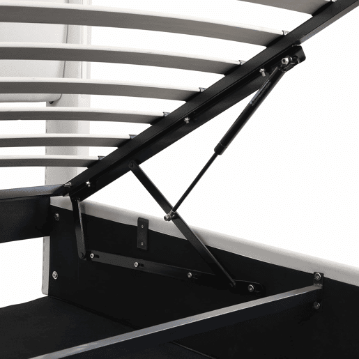 Cama estofada com LED binaural 180x200 cm - cama hidráulica com espaço de arrumação, cabeceira ajustável, porta USB recarregável - branco Cama estofada com LED binaural 180x200 cm - cama hidráulica com espaço de arrumação, cabeceira ajustável, porta USB recarregável - branco