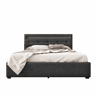 Cama contentora para roupa de cama 140x200 cm com LED + 2 gavetas + estrado - Cinzento