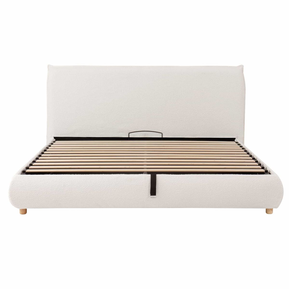 Cama tapizada 180x200 cm - cama doble con sistema hidráulico, somier, cabecero acolchado, gran espacio de almacenamiento, patas de madera maciza -