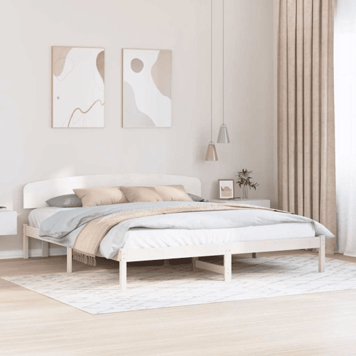 Estrutura da Cama de casal simple com cabeceira Branco 180 x 200 cm Estrutura da Cama de casal simple com cabeceira Branco 180 x 200 cm