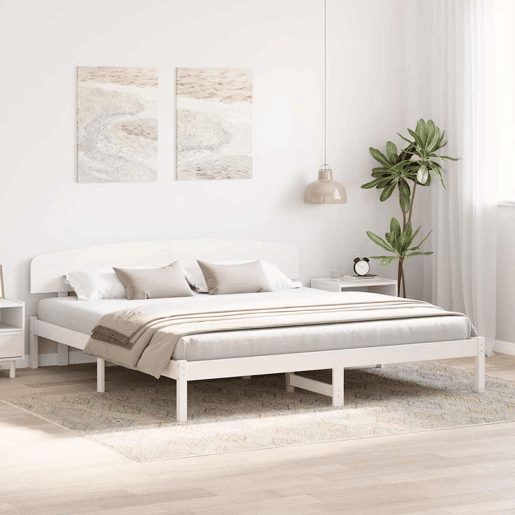 Estrutura da Cama de casal simple com cabeceira Branco 180 x 200 cm Estrutura da Cama de casal simple com cabeceira Branco 180 x 200 cm