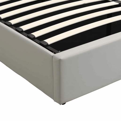 Cama estofada com LED 180x200 cm - hidráulica com espaço de arrumação, porta USB recarregável, cabeceira ajustável - cinzenta Cama estofada com LED 180x200 cm - hidráulica com espaço de arrumação, porta USB recarregável, cabeceira ajustável - cinzenta