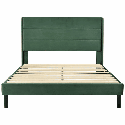 Cama estofada em veludo - 140x200cm - estilo contemporâneo - Verde Cama estofada em veludo - 140x200cm - estilo contemporâneo - Verde