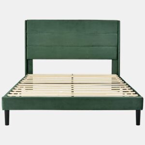 Cama estofada em veludo - 140x200cm - estilo contemporâneo - Verde