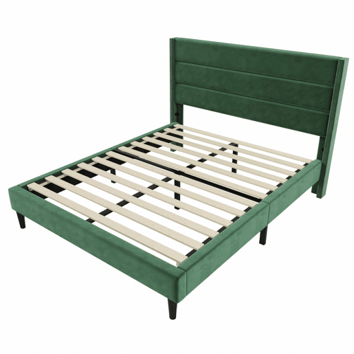 Cama estofada em veludo - 140x200cm - estilo contemporâneo - Verde Cama estofada em veludo - 140x200cm - estilo contemporâneo - Verde
