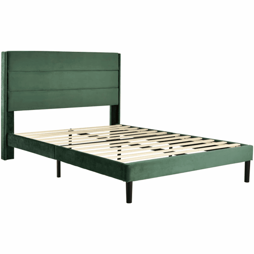 Cama estofada em veludo - 140x200cm - estilo contemporâneo - Verde Cama estofada em veludo - 140x200cm - estilo contemporâneo - Verde