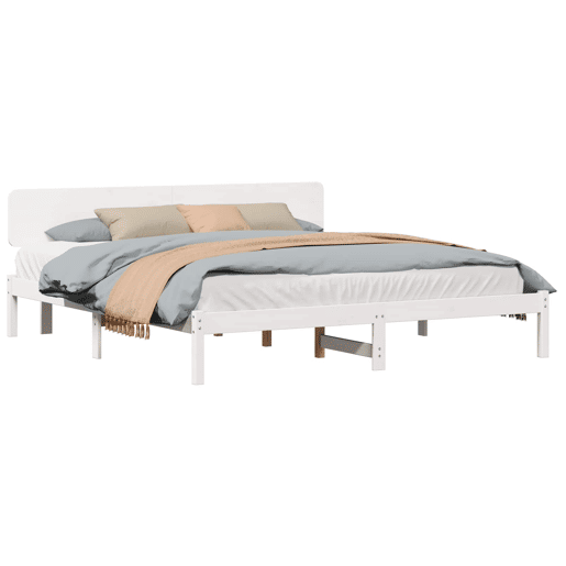 Estrutura da Cama de casal simple com cabeceira Branco 180 x 200 cm Estrutura da Cama de casal simple com cabeceira Branco 180 x 200 cm