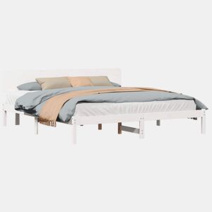 Estrutura da Cama de casal simple com cabeceira Branco 180 x 200 cm