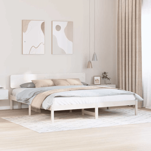 Estrutura da Cama de casal simple com cabeceira Branco 180 x 200 cm Estrutura da Cama de casal simple com cabeceira Branco 180 x 200 cm