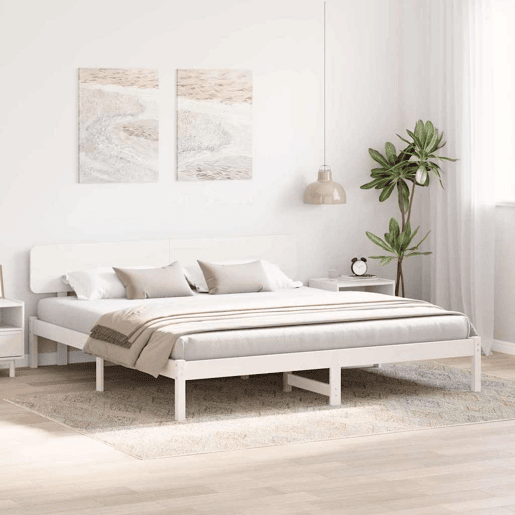 Estrutura da Cama de casal simple com cabeceira Branco 180 x 200 cm Estrutura da Cama de casal simple com cabeceira Branco 180 x 200 cm