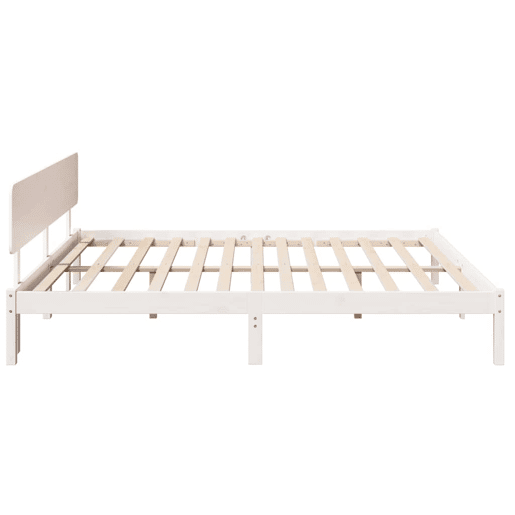 Estrutura da Cama de casal simple com cabeceira Branco 180 x 200 cm Estrutura da Cama de casal simple com cabeceira Branco 180 x 200 cm