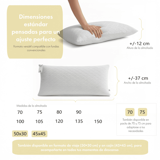 Pack de 2 Almofadas com Núcleo 100% Viscoelástico 90cm Don Algodón