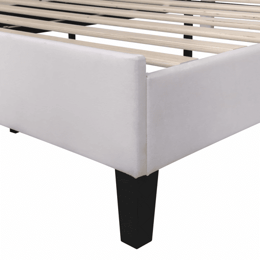 Cama de casal estofada em veludo - 140x200cm - cabeceira em forma de flor - com estrado de molas - Bege Cama de casal estofada em veludo - 140x200cm - cabeceira em forma de flor - com estrado de molas - Bege