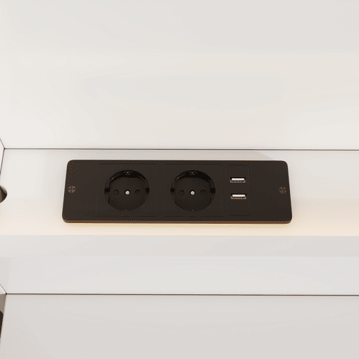 Contentor-cama para adultos 180x200 cm em madeira - com fichas USB e LED - 2 mesinhas de cabeceira e 2 gavetas - Branco Contentor-cama para adultos 180x200 cm em madeira - com fichas USB e LED - 2 mesinhas de cabeceira e 2 gavetas - Branco
