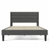 Cama estofada em linho - 140x200cm - estilo contemporâneo - Cinzento