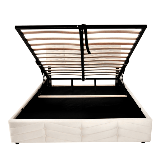 Cama estofada 140x190 cm - com cabeceira ajustável em altura, estrado de ripas de madeira, fácil montagem, veludo holandês - Bege Cama estofada 140x190 cm - com cabeceira ajustável em altura, estrado de ripas de madeira, fácil montagem, veludo holandês - Bege