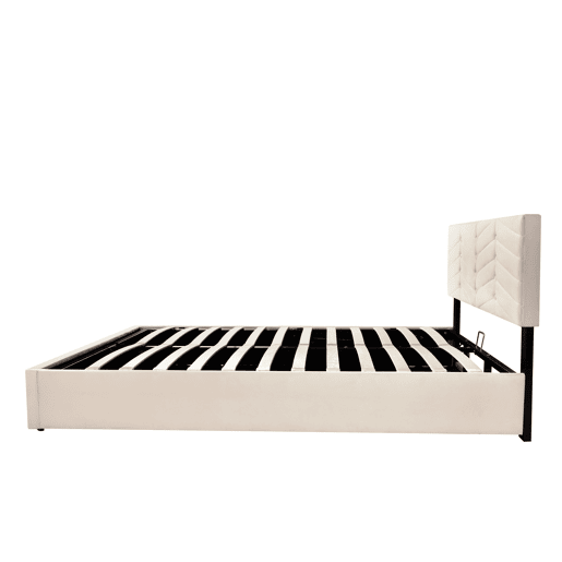 Cama estofada 140x190 cm - com cabeceira ajustável em altura, estrado de ripas de madeira, fácil montagem, veludo holandês - Bege Cama estofada 140x190 cm - com cabeceira ajustável em altura, estrado de ripas de madeira, fácil montagem, veludo holandês - Bege