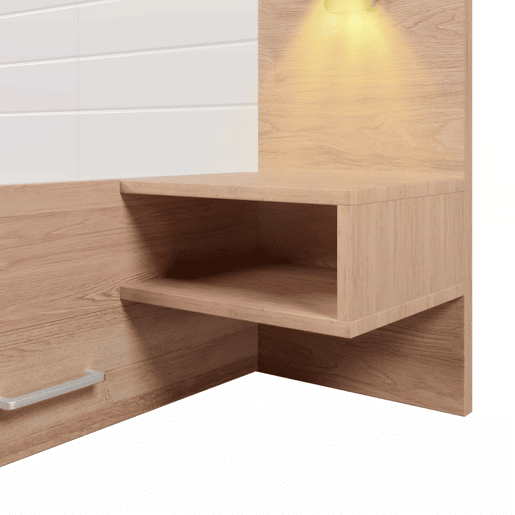 Cama de casal em madeira 180x200 cm - com 2 mesas de cabeceira e 2 gavetas - 2 luzes de leitura giratórias com tomada USB - Branco e Natural (colchão não incluído) Cama de casal em madeira 180x200 cm - com 2 mesas de cabeceira e 2 gavetas - 2 luzes de leitura giratórias com tomada USB - Branco e Natural (colchão não incluído)