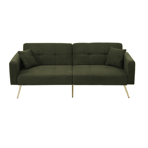 Sofá-cama dobrável 2 lugares fixa de tecido,verde