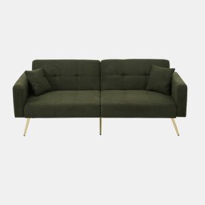 Sofá-cama dobrável 2 lugares fixa de tecido,verde