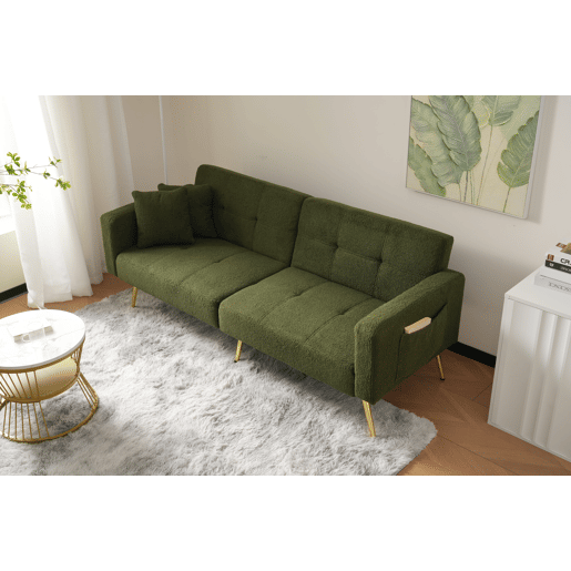 Sofá-cama dobrável 2 lugares fixa de tecido,verde
