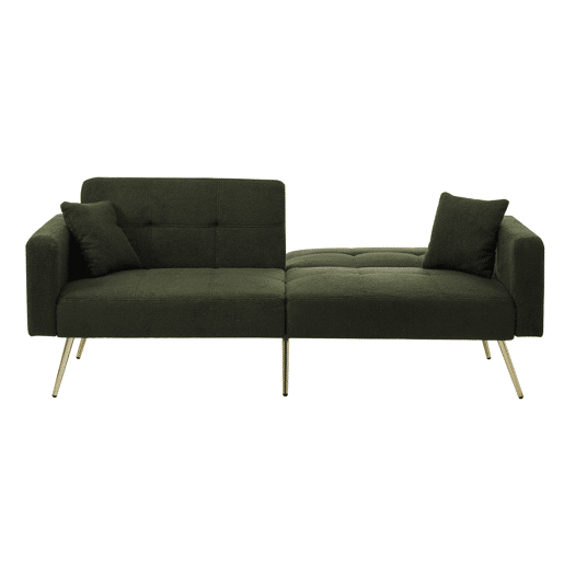 Sofá-cama dobrável 2 lugares fixa de tecido,verde