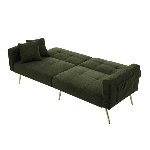 Sofá-cama dobrável 2 lugares fixa de tecido,verde
