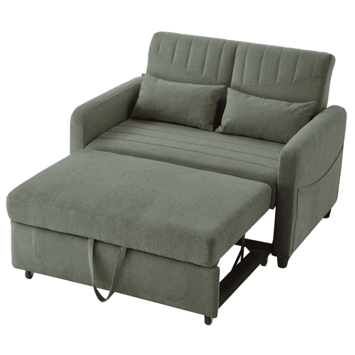 Sofá-cama 2 lugares conversível de algodão e linho,verde