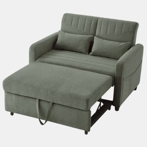 Sofá-cama 2 lugares conversível de algodão e linho,verde