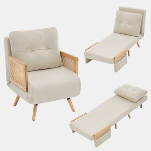 Sofá-cama dobrável 1 lugare conversível de linho,bege