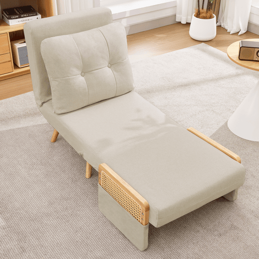 Sofá-cama dobrável 1 lugare conversível de linho,bege Sofá-cama dobrável 1 lugare conversível de linho,bege