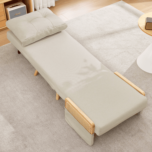 Sofá-cama dobrável 1 lugare conversível de linho,bege Sofá-cama dobrável 1 lugare conversível de linho,bege