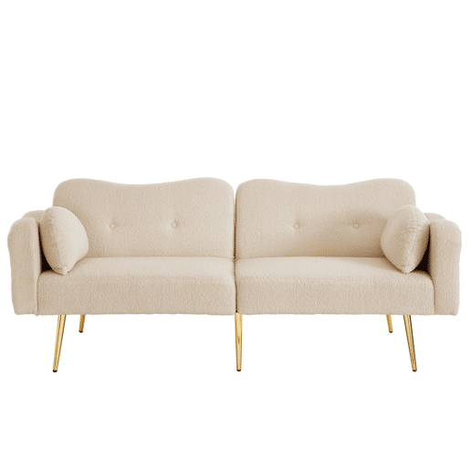 Sofá-cama dobrável 2 lugares fixa de tecido,bege Sofá-cama dobrável 2 lugares fixa de tecido,bege