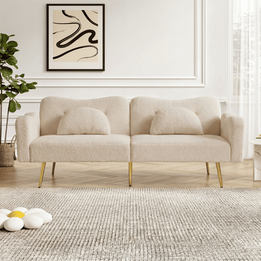 Sofá-cama dobrável 2 lugares fixa de tecido,bege Sofá-cama dobrável 2 lugares fixa de tecido,bege